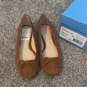 Jack Rogers Brown Suede Flats with Bow Detail
